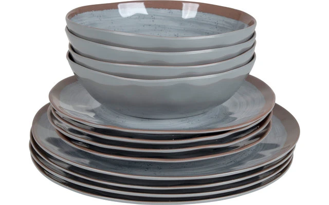 Bo-Camp Melamin Geschirr Set 12-tlg. Braun / Grau 2 Bo-Camp Melamin Geschirr Set 12-tlg. Braun / Grau