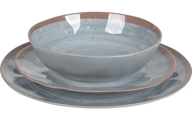 Bo-Camp Melamin Geschirr Set 12-tlg. Braun / Grau 3 Bo-Camp Melamin Geschirr Set 12-tlg. Braun / Grau – Bild 2