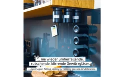 Silwy® Feinkost-Magnetgläser ALL BLACK (192 Ml) 3er-Set Inkl. Metallleiste