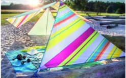 Bent Zip-Canvas Single Verbindbares Sonnensegel 250 X 250 X 250 Cm Limette Gestreift Karibik -Camping Im Freien 696500 4862600